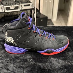 Retro Nike Melo Jordon Flight Plate Black and Purple High-Top Sneakers